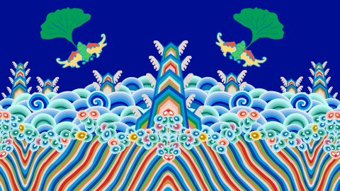 Chun Hua Catherine Dong's colourful artwork The Currents is inspired by Chinese textile and marine biology.